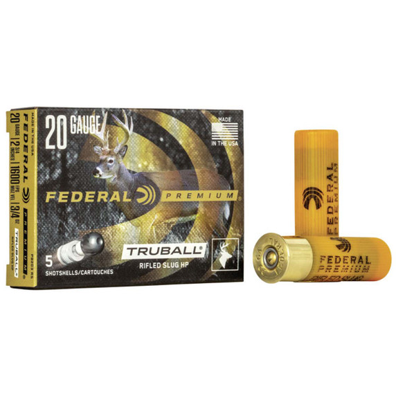 20 Gauge 2 3/4" 3/4oz 1600FPS Truball Rifled Slug, Box of 5