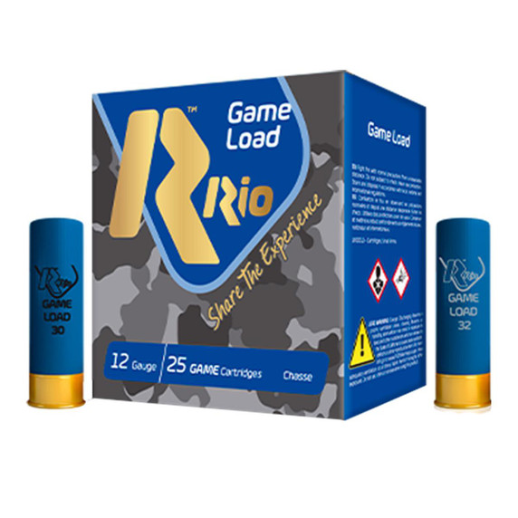 Box and Shells Image of the Rio Game Load 32 12 Gauge 2 3/4" 1 1/8oz 1280FPS Shotshells.