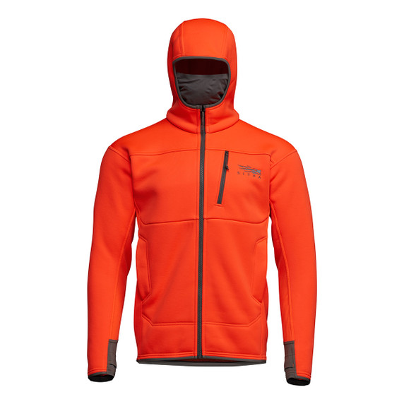 Sitka Traverse Hoodie Image in Blaze Orange