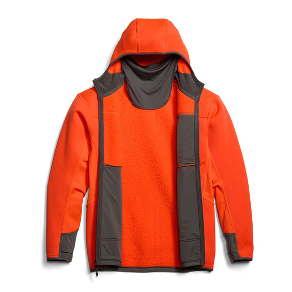 Sitka Traverse Hoodie Inside Image in Blaze Orange