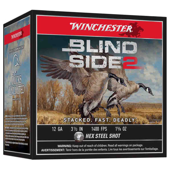 Winchester 12 Gauge 3 1/2" 1 5/8 oz. 1400 FPS Blind Side 2 Hex Steel Shot Image