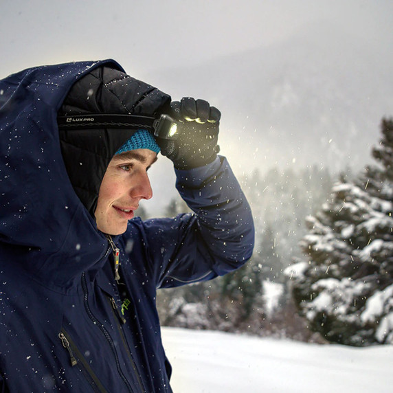 LuxPro Waterproof Multi-Color Ultralight LED Rechargeable Headlamp Model Image