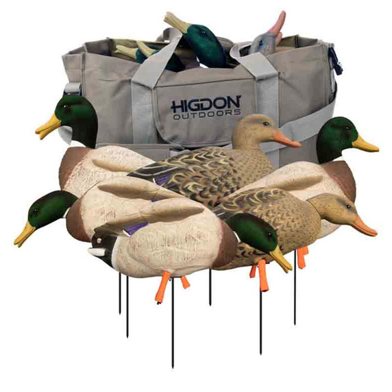 Higdon Magnum Full-Body Mallard, Variety 6 Pack with Flocked Heads and Free Bag Image
