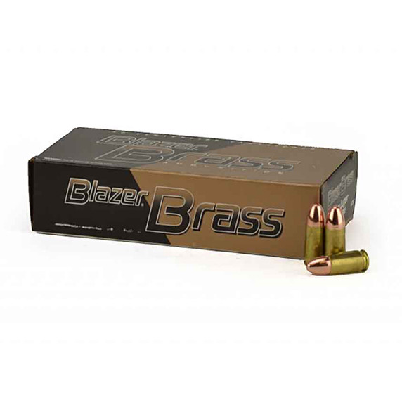 9mm 115 Grain 1145 FPS Full Metal Jacket Blazer Brass, Box of 50