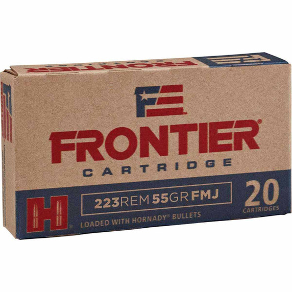 223 Remington 55 gr FMJ Frontier Rifle Ammunition, Box of 20