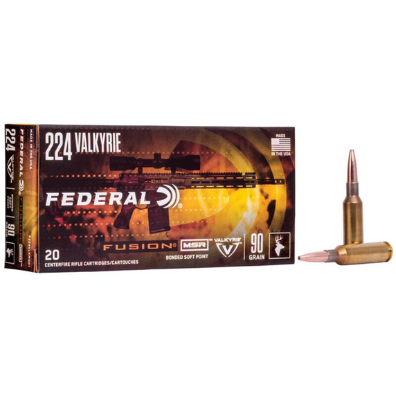 Box image of Hornady 224 Valkyrie 90 Grain Fusion Soft Point MSR Rifle Ammunition