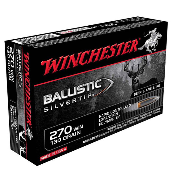 Winchester 270 Win 130 Grain Ballistic Silvertip Rifle Ammunition Box Image
