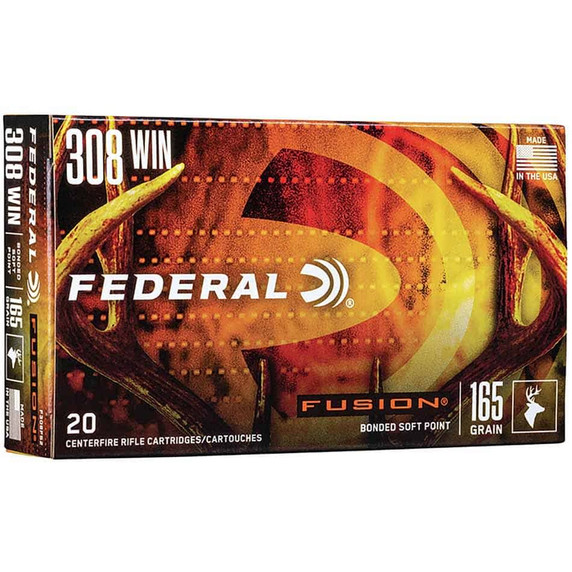 Federal 308 Win 165 Grain Fusion Soft Point Rifle Ammunition Box Picture
