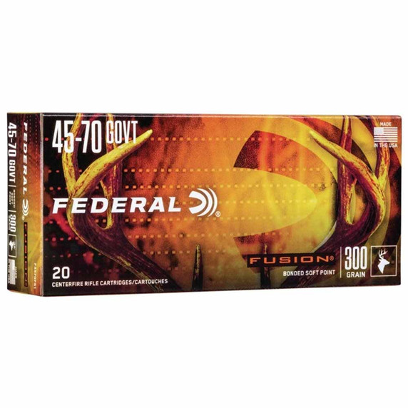 Box image of Federal 45-70 Government 300 Grain Fusion Rifle Ammunition.