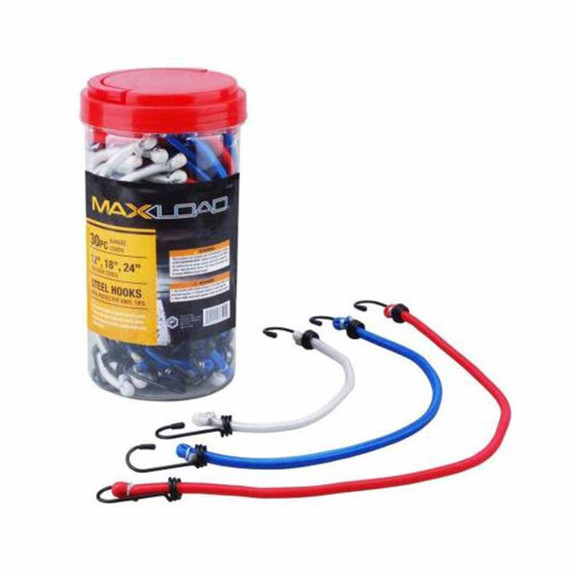 Focus-On Tools 30-Piece 12", 18" and 24" Bungee Cord Assortment Package Image