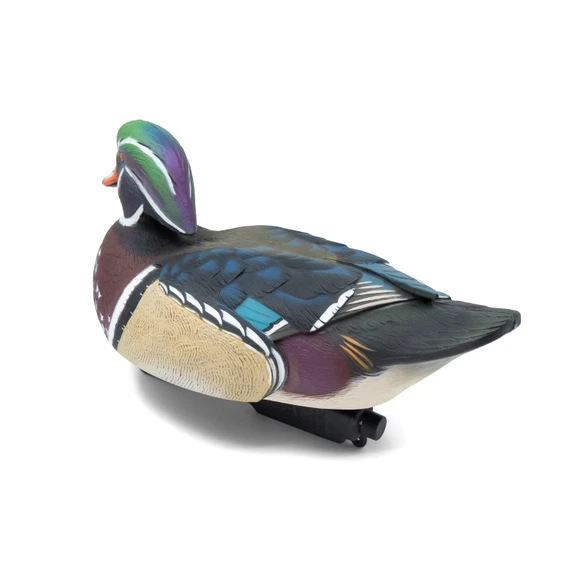 Tilted back image of the LIVE Floating Wood Duck Decoys.