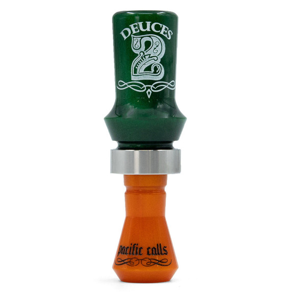 Pacific Calls Dueces Double Reed Duck Call image in Green-Orange Pearl