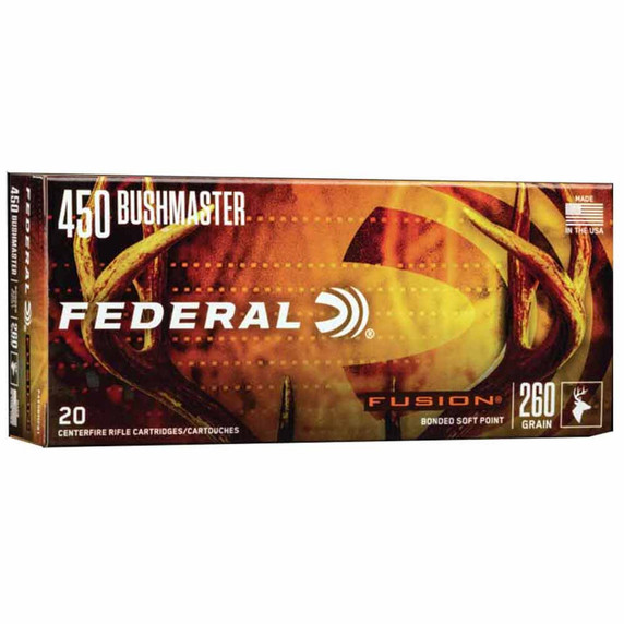 450 Bushmaster 260 Grain Fusion Rifle Ammunition, Box of 20