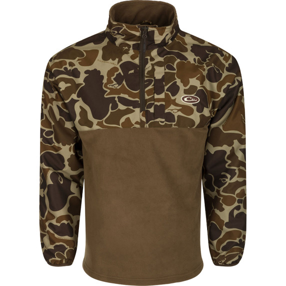 Drake Waterfowl MST 1/4 Zip Refuge Eqwader Jacket Front Image in Old School