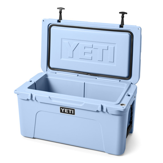 Yeti Tundra 65 Hard-Sided Cooler Open Image in Big Sky Blue