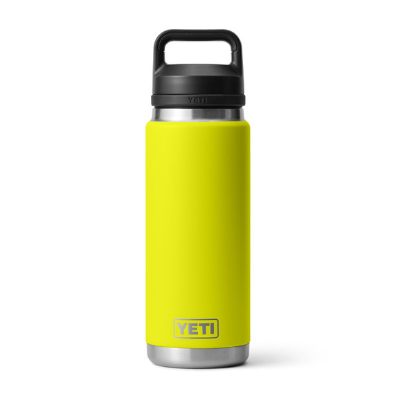 Yeti Rambler 26 oz. Water Bottle with Chug Cap Top Image in Firefly Yellow