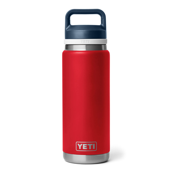 Yeti Rambler 26 oz. Water Bottle with Chug Cap Top Image in Red/White/Navy