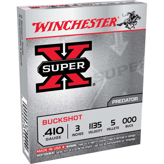 Front Box Image of the Winchester .410 Bore 3" 1135FPS 000 Super X Buckshot.