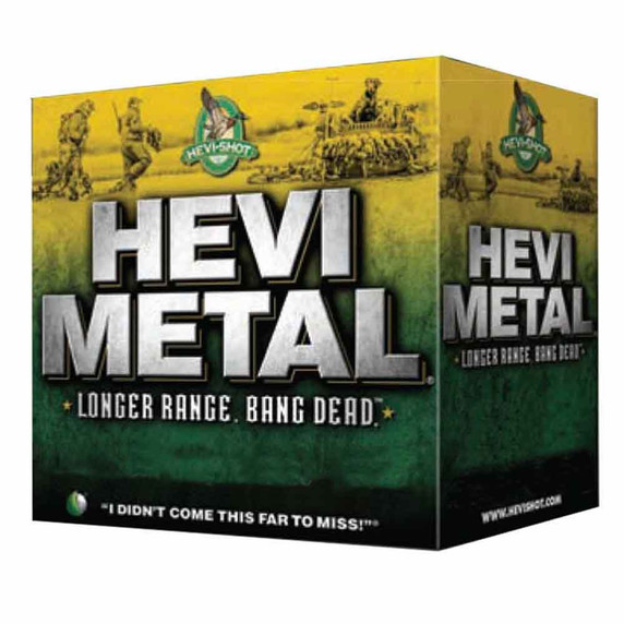 Box Image of the HeviShot Hevi-Metal 12 Gauge 2 3/4" 1 1/8oz 1500FPS Bismuth and Steel Shotshells.