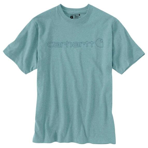 Carhartt Loose Fit Heavyweight Short Sleeve Logo Graphic T-Shirt Image in Summer Blue Heather
