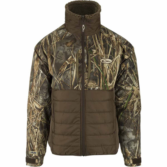 Drake Waterfowl LST Guardian Flex Double Down Eqwader Full Zip Image in Realtree Max 7.