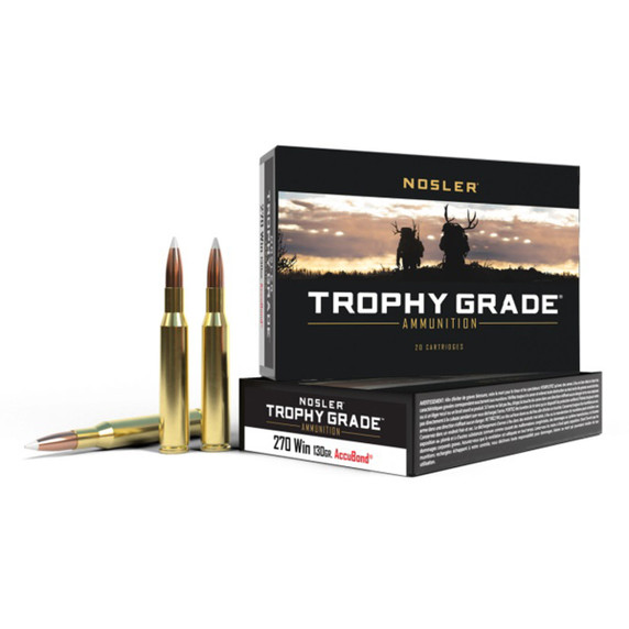 270 Win 130 Grain AccuBond Trophy Grade Rifle Ammunition - Box of 20