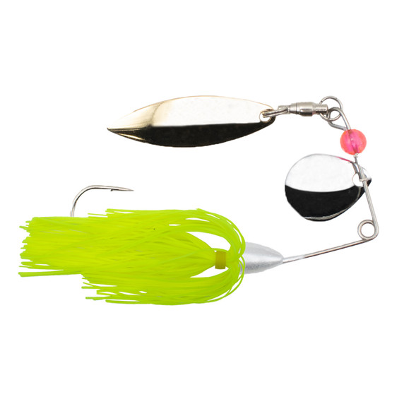 Mini GO-2 Gold & Silver Blades Spinnerbait Image in Chartreuse