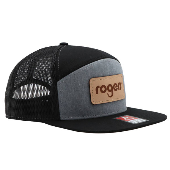 Rogers Leather Patch Flatbill Hat image in Grey Black