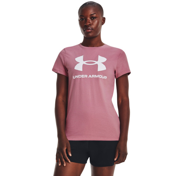 Under Armour Women's Sportstyle Graphic Short Sleeve Shirt Image in Pink Elixir