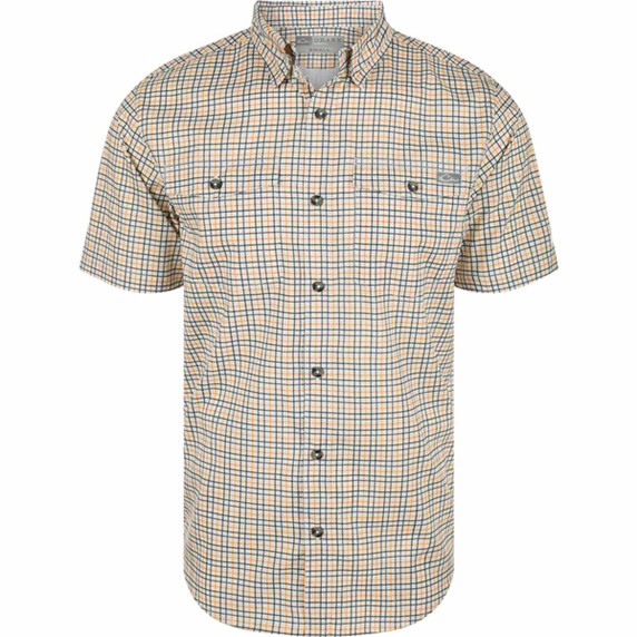 Drake Frat Button Down Tattersall Short-Sleeve Shirt - Autumn Glory Orange