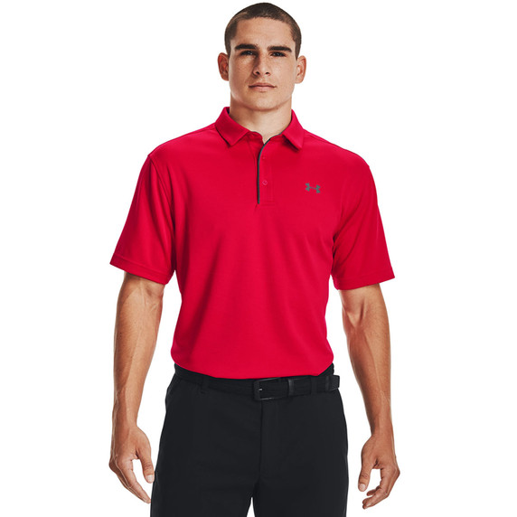 Under Armour Men's Tech Polo Shirt Image in Red-Graphite