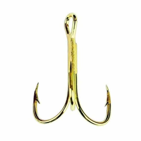 2X Treble Reg Shank Curved Point Gold