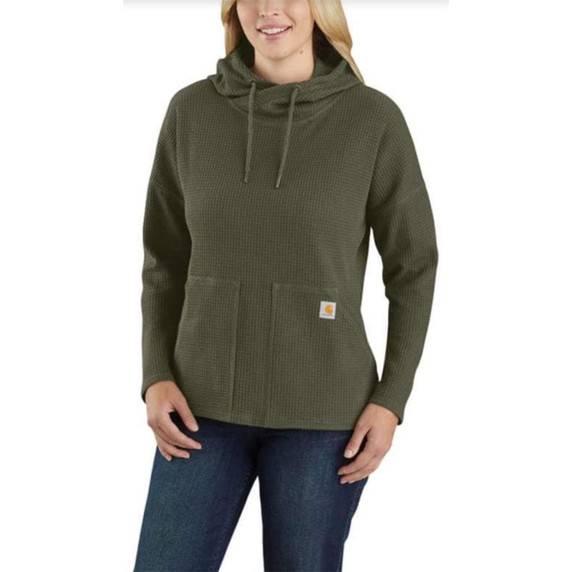 Women's Relaxed Fit Heavyweight Long Sleeve Hooded Thermal Shirt
