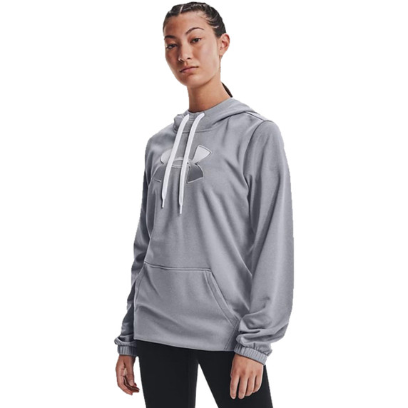 Under Armour Women's Armour Fleece Big Logo Gradient Flock Hoodie - Steel Light Heather