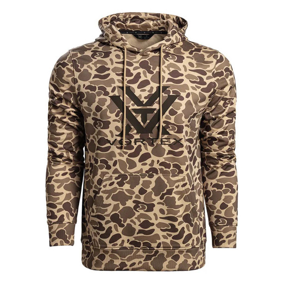 Vortex Optics Core Logo Performance Hoodie Image in Waterfowl Camo