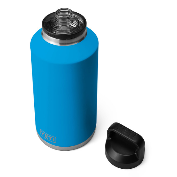 Yeti Rambler 64 oz. Water Bottle with Chug Cap Top Image in Big Wave Blue