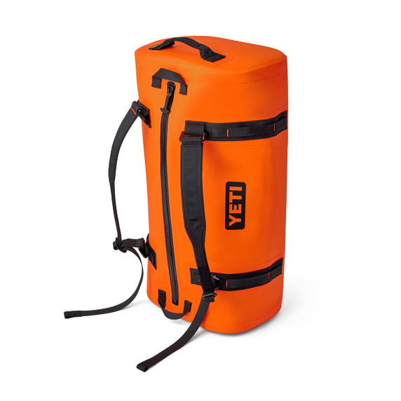 Yeti Panga 75L Waterproof Duffel Backpack Straps Image in Orange/Black