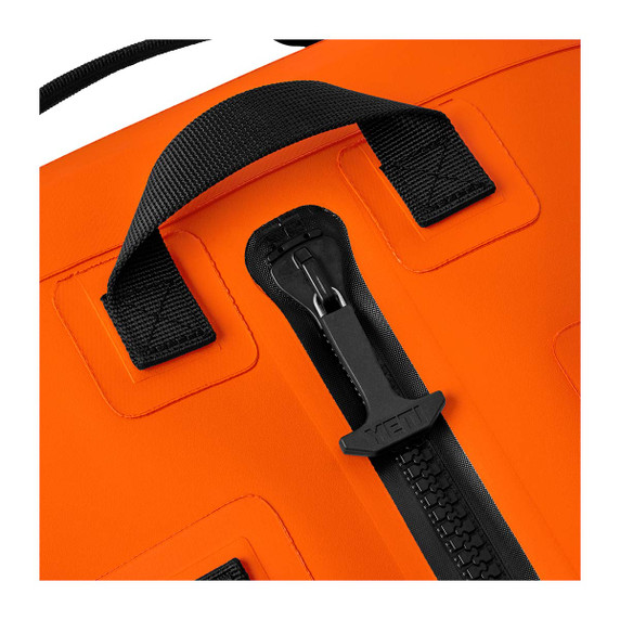 Yeti Panga 75L Waterproof Duffel Backpack Zipper Image in Orange/Black