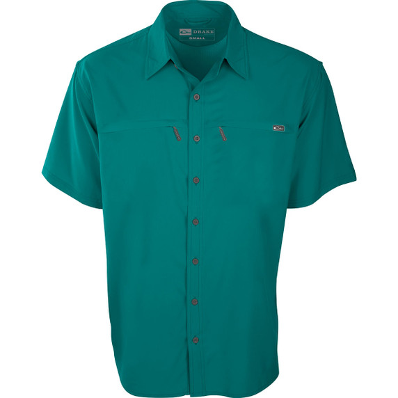 Drake Town Lake Short-Sleeve Shirt Image in Teal Blue