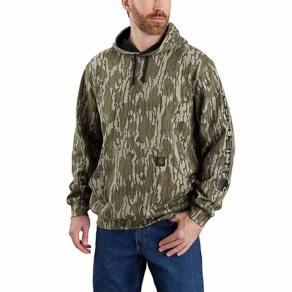 Loose Fit Midweight Sleeve Graphic Camo Sweatshirt
