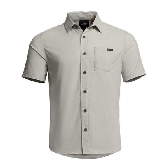 Image of Sitka Mojave Button Down Short-Sleeve Shirt Image in Field Gray Grid.