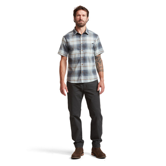 Ambary Short-Sleeve Shirt Model Image in Blue Haze Ambary Plaid