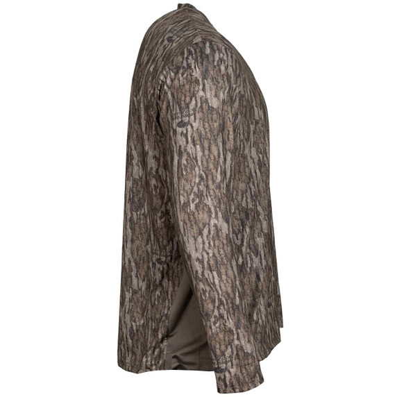 Image of Rogers Elite Chill Long Sleeve Tee with Bug Protection in Mossy Oak Bottomland Side View