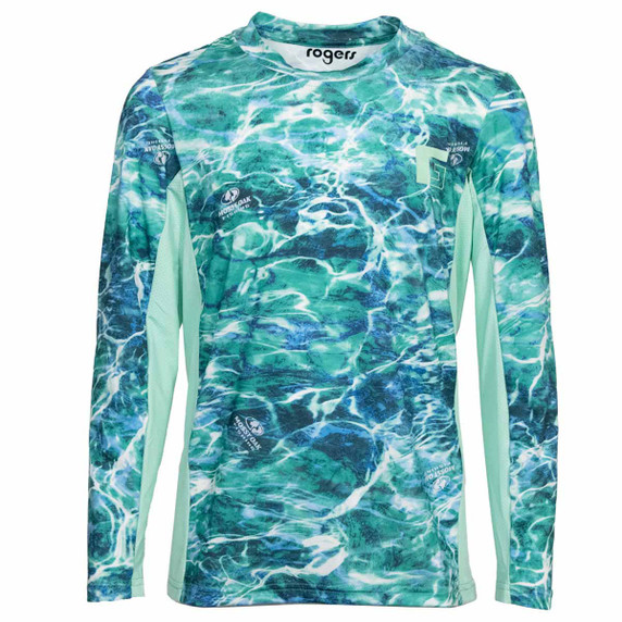 Rogers Youth Elite Chill Long Sleeve Tee image in Mossy Oak Elements Agua Sea Foam