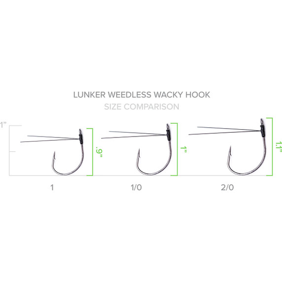 Green Series Lunker Weedless Wacky Hook - 4 Pack