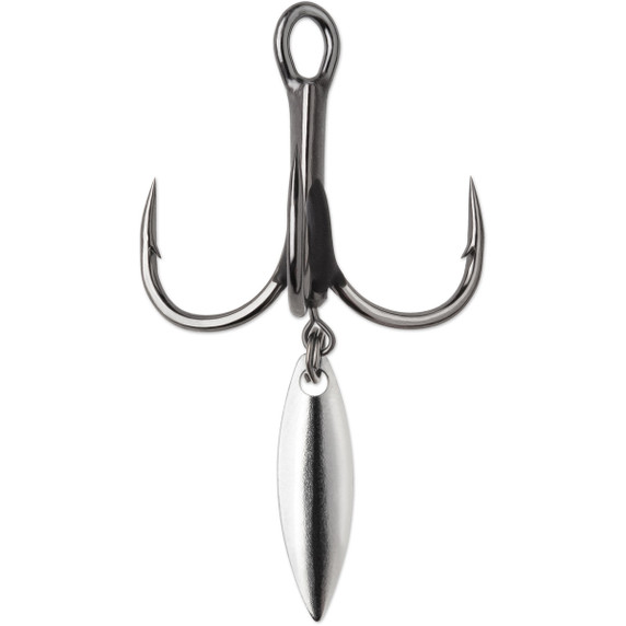 Bladed Hybrid Treble Short 1X Black Nickel Hook Size 2, 2 Pack