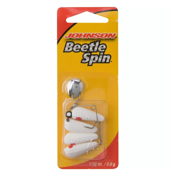 Johnson Beetle Spin Nickel Blade Image in White Red Dot