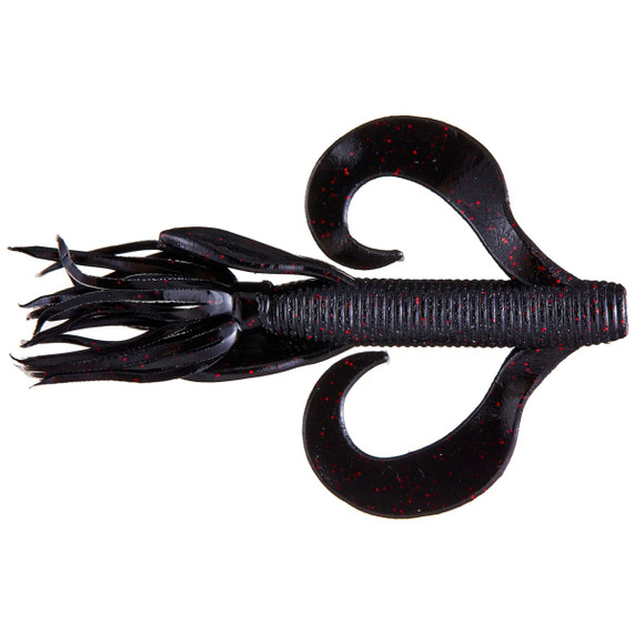 Yamamoto 4" Kreature, 7 Pack - Black Red Flake