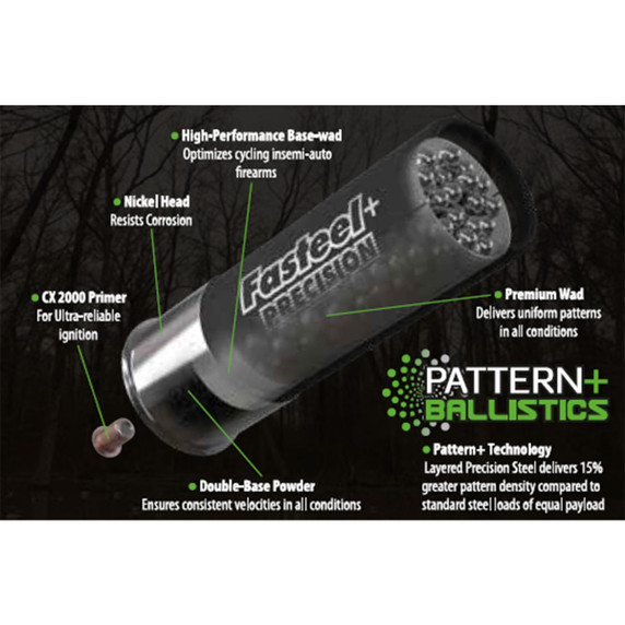 Image of the Kent 12 Gauge 3" 1 1/4oz 1450FPS Fasteel+ Shotshell shell.