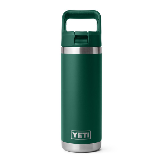 Rambler 18 oz. Water Bottle with Color-Matched Straw Cap Image in Black Forest Green